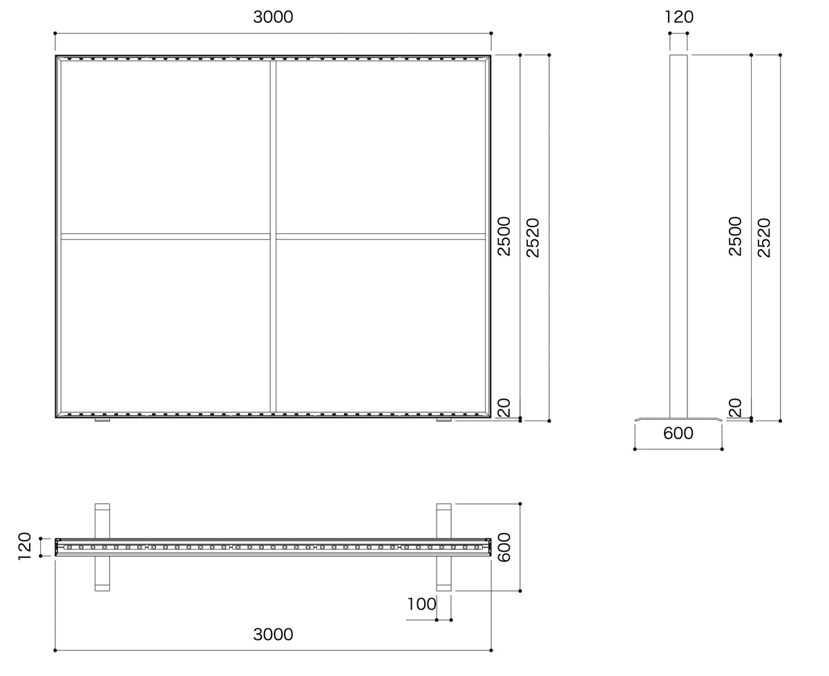 M1915 W3000xH2500 ベース付き自立（内照） – OCTANORM