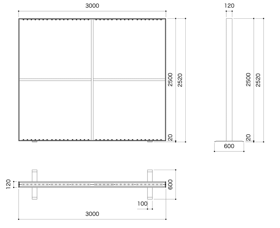 M1901 W3000xH2500 ベース付き自立（内照） – OCTANORM