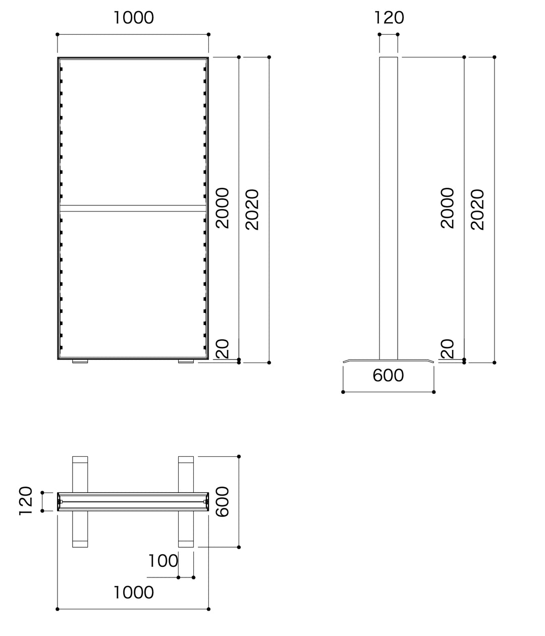 M1901 W1000xH2000 ベース付き自立（両面内照） – OCTANORM